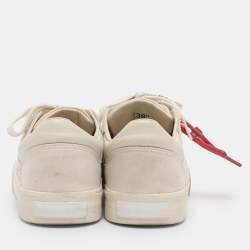 Pre Owned Off-White Beige Canvas and Leather Vulcanised Low Top Sneakers Size 38