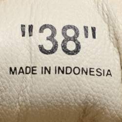 Pre Owned Off-White Beige Canvas and Leather Vulcanised Low Top Sneakers Size 38