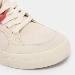 Pre Owned Off-White Beige Canvas and Leather Vulcanised Low Top Sneakers Size 38