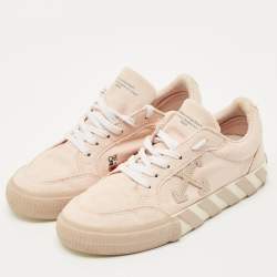 Pre Owned Off-White Pink Canvas Vulcanised Lace Up Sneakers Size 37