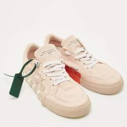 Pre Owned Off-White Pink Canvas Vulcanised Lace Up Sneakers Size 37