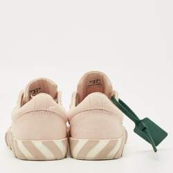 Pre Owned Off-White Pink Canvas Vulcanised Lace Up Sneakers Size 37