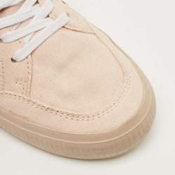 Pre Owned Off-White Pink Canvas Vulcanised Lace Up Sneakers Size 37