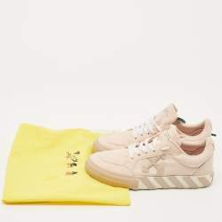 Pre Owned Off-White Pink Canvas Vulcanised Lace Up Sneakers Size 37