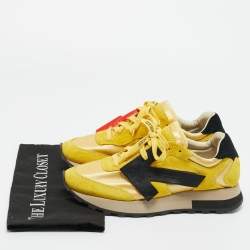 Pre Owned Off-White Yellow Fabric and Suede HG Runner Sneakers Size 39