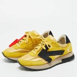 Pre Owned Off-White Yellow Fabric and Suede HG Runner Sneakers Size 39