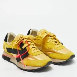 Pre Owned Off-White Yellow Fabric and Suede HG Runner Sneakers Size 39
