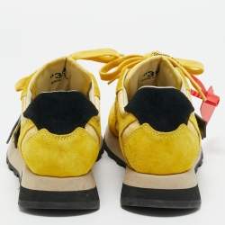 Pre Owned Off-White Yellow Fabric and Suede HG Runner Sneakers Size 39