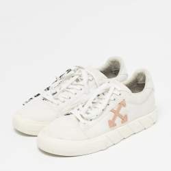 Pre Owned Off-White White Canvas Vulcanised Lace Up Sneakers Size 37
