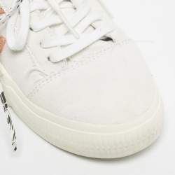 Pre Owned Off-White White Canvas Vulcanised Lace Up Sneakers Size 37