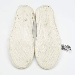 Pre Owned Off-White White Canvas Vulcanised Lace Up Sneakers Size 37