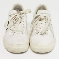 Pre Owned Off-White White Canvas Vulcanized Lace Up Sneakers Size 38