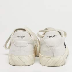 Pre Owned Off-White White Canvas Vulcanized Lace Up Sneakers Size 38