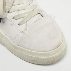 Pre Owned Off-White White Canvas Vulcanized Lace Up Sneakers Size 38