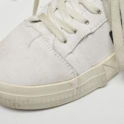 Pre Owned Off-White White Canvas Vulcanized Lace Up Sneakers Size 38