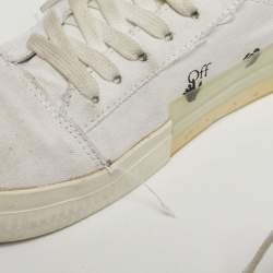 Pre Owned Off-White White Canvas Vulcanized Lace Up Sneakers Size 38