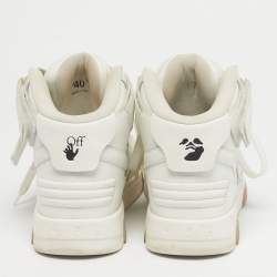 Pre Owned Off-White White Leather Out Of Office High Top Sneakers Size 40