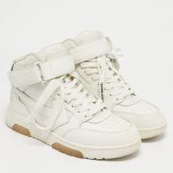 Pre Owned Off-White White Leather Out Of Office High Top Sneakers Size 40