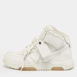 Pre Owned Off-White White Leather Out Of Office High Top Sneakers Size 40