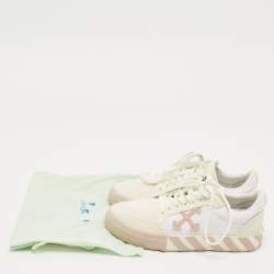 Pre Owned Off-White White Canvas Vulcanized Lace Up Sneakers Size 38