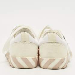 Pre Owned Off-White White Canvas Vulcanized Lace Up Sneakers Size 38