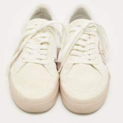 Pre Owned Off-White White Canvas Vulcanized Lace Up Sneakers Size 38