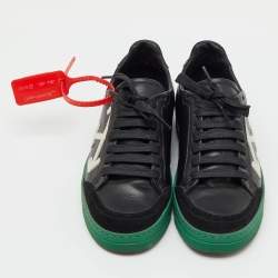 Pre Owned Off-White Black Leather and Suede Carryover Low Top Sneakers Size 36