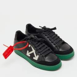 Pre Owned Off-White Black Leather and Suede Carryover Low Top Sneakers Size 36