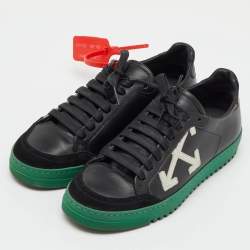 Pre Owned Off-White Black Leather and Suede Carryover Low Top Sneakers Size 36