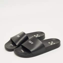 Pre Owned Off-White Black Rubber Arrow Pool Slides Size 42