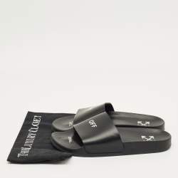 Pre Owned Off-White Black Rubber Arrow Pool Slides Size 42