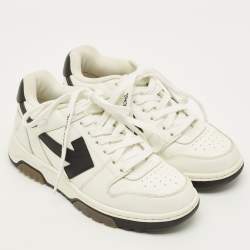 مملوكة مسبقًا حذاء رياضي أوف وايت جلد أبيض/أزرق "آوت أوف أوفيس" مقاس 41