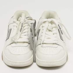 Pre Owned Off-White Out Of Office Size 37 White/Silver Leather Lace Up Sneakers