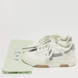 Pre Owned Off-White Out Of Office Size 37 White/Silver Leather Lace Up Sneakers