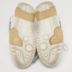 Pre Owned Off-White Out Of Office Size 37 White/Silver Leather Lace Up Sneakers