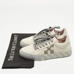 Pre Owned Off-White Vulcanized Size 38 Grey Canvas Low Top Sneakers