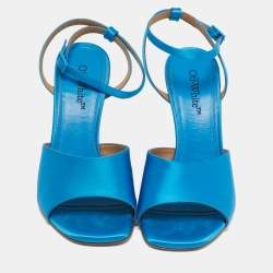Pre Owned Off-White Lollipop Size 37 Blue Satin Ankle Strap Sandals