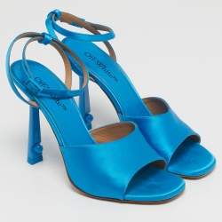Pre Owned Off-White Lollipop Size 37 Blue Satin Ankle Strap Sandals