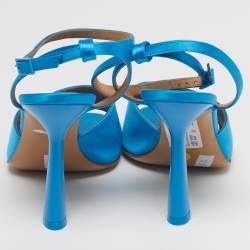 Pre Owned Off-White Lollipop Size 37 Blue Satin Ankle Strap Sandals