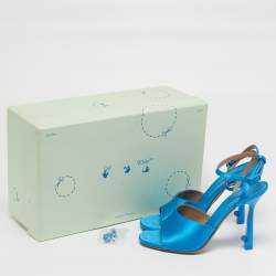 Pre Owned Off-White Lollipop Size 37 Blue Satin Ankle Strap Sandals