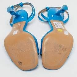 Pre Owned Off-White Lollipop Size 37 Blue Satin Ankle Strap Sandals