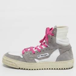Pre Owned Off-White 3.0 Off Court Size 38 White/Grey Suede and Canvas Lace Up Sneakers
