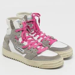 Pre Owned Off-White 3.0 Off Court Size 38 White/Grey Suede and Canvas Lace Up Sneakers