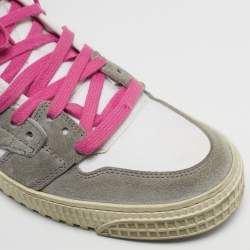Pre Owned Off-White 3.0 Off Court Size 38 White/Grey Suede and Canvas Lace Up Sneakers