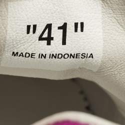 Pre Owned Off-White Vulcanized Size 41 White/Purple Canvas and Suede Low Top Sneakers