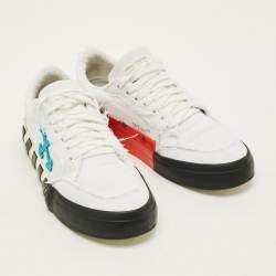 Pre Owned حذاء رياضي أوف وايت كانفاس رمادي فولكنيزد بطراز منخفض من أعلى مقاس 38