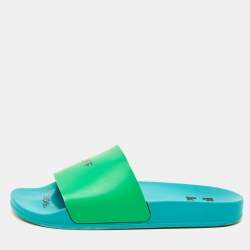 مملوكة مسبقًا Off-White Size 38 Green Rubber Off Pool Slide Sandals 