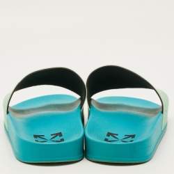 Pre Owned Off-White Size 38 Green Rubber Off Pool Slide Sandals 