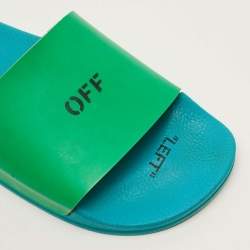 Pre Owned Off-White Size 38 Green Rubber Off Pool Slide Sandals 