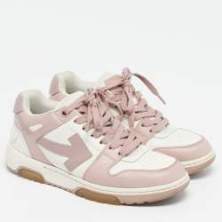 Pre Owned Off-White Out of Office Size 39 Pink/White Leather Lace Up Sneakers
